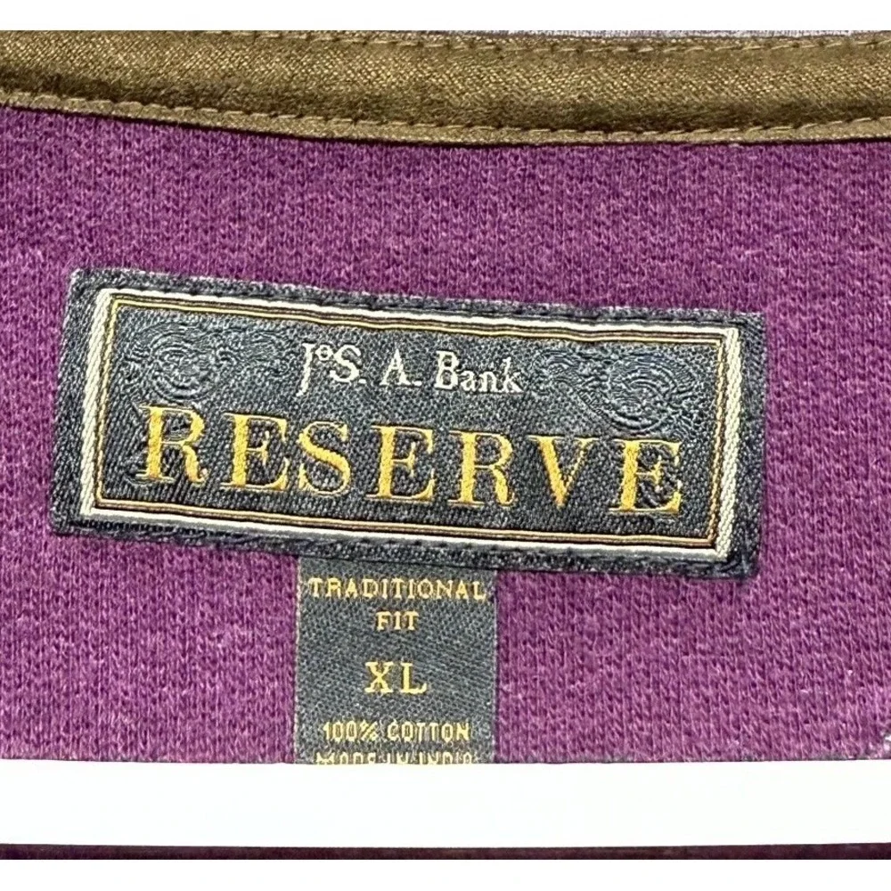 JoS. A. Bank Reserve Sweater Men XL Purple Traditional Fit Quarter Zip Mock Neck
